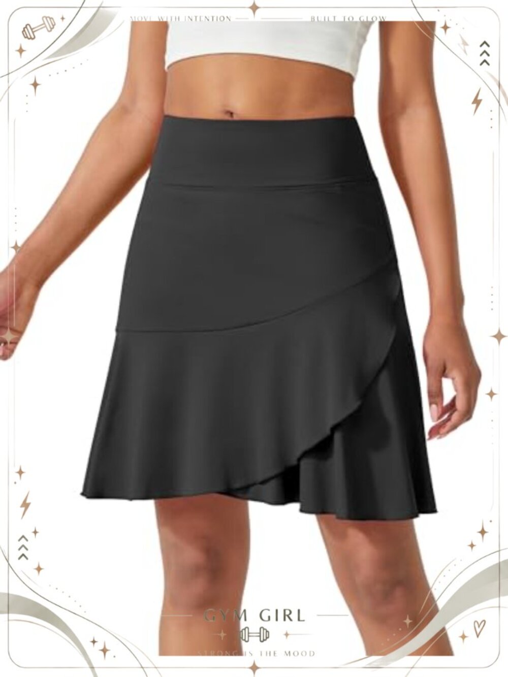 18" Knee Length Golf Tennis Skort with Inner Shorts Ruffle High Waisted